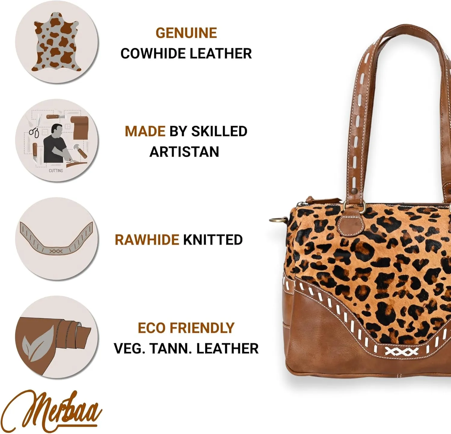 Women's Tote Bag Vintage Cowhide Hairon Leather Handbags for Women Hobo bags, Tote Shoulder Bag with Zipper