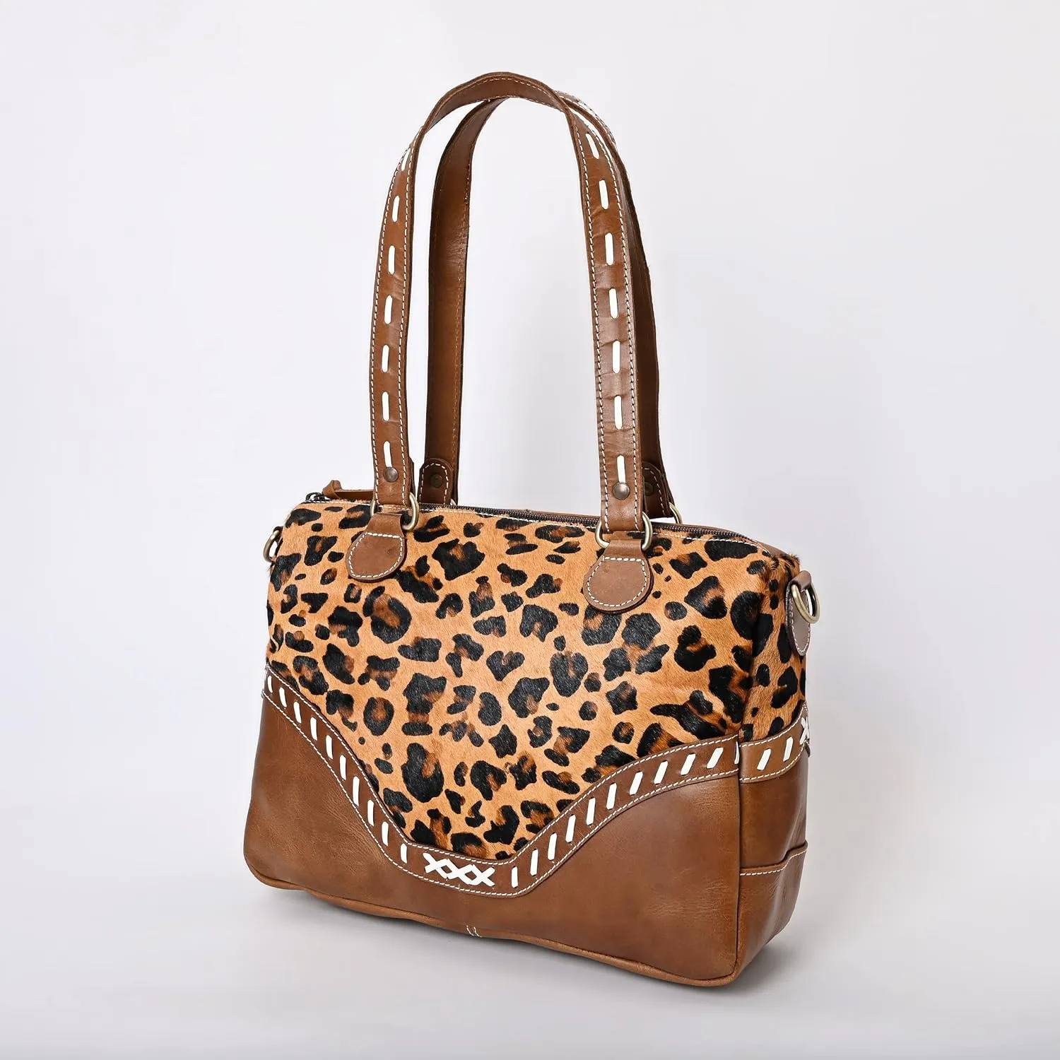 Women's Tote Bag Vintage Cowhide Hairon Leather Handbags for Women Hobo bags, Tote Shoulder Bag with Zipper