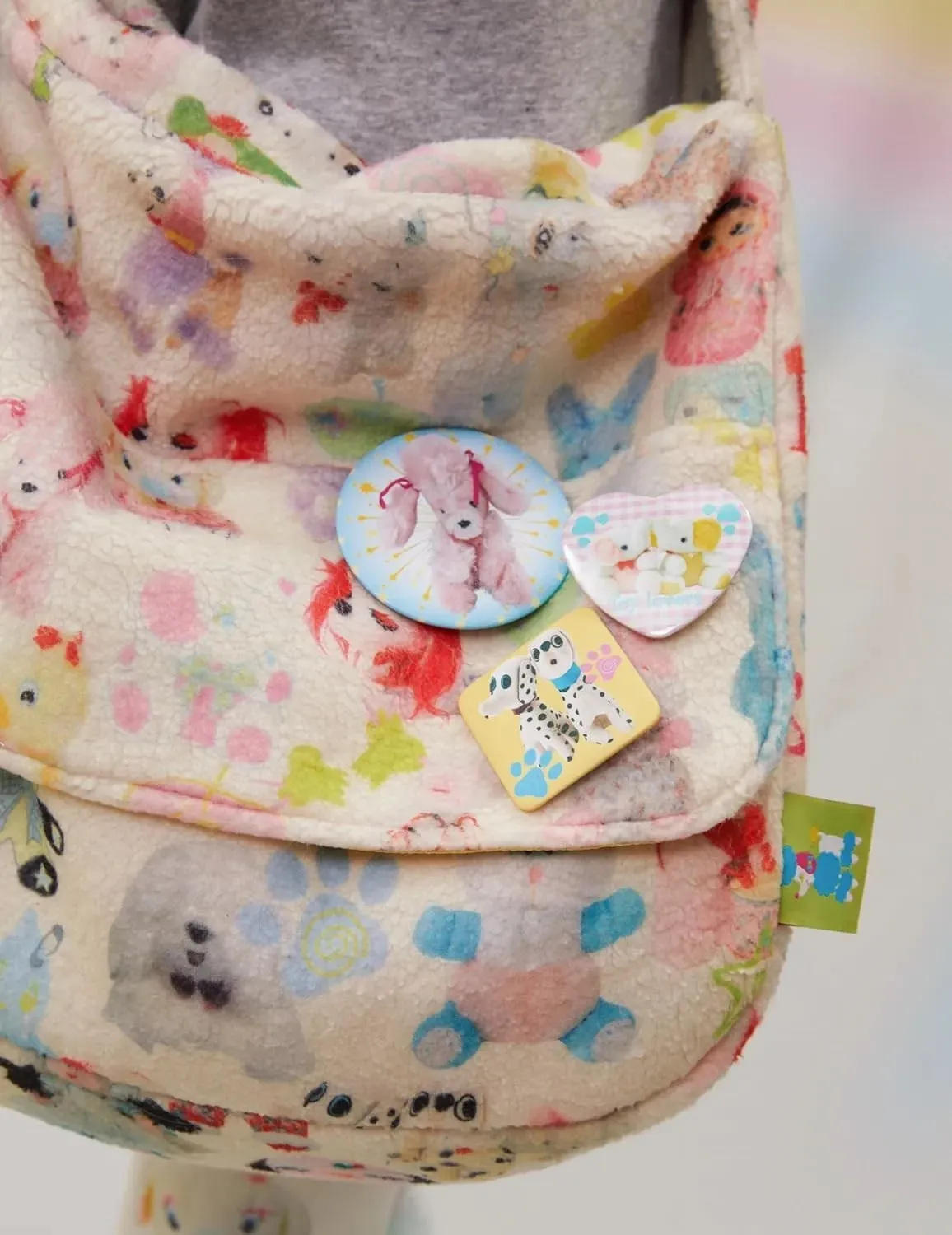Women's Y2K Aesthetics Shoulder Bag Sweet Fleece Bag Cute Dog Colorful Shoulder Bag High-Capacity Plush Bag