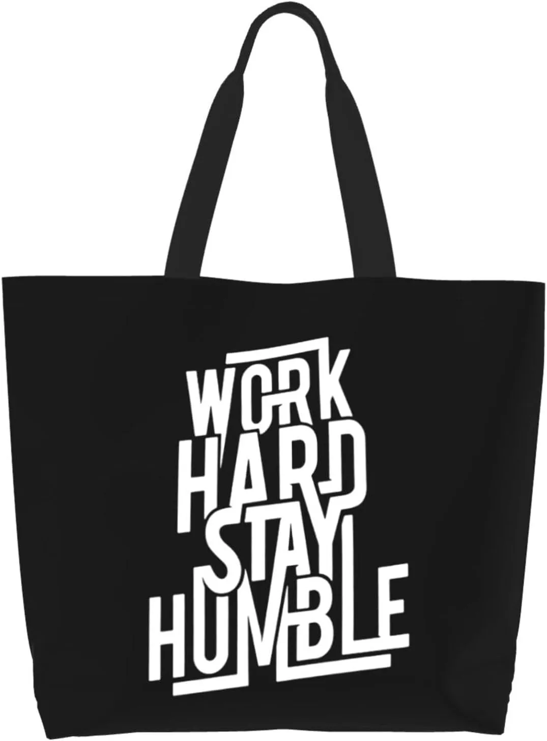 Work Hard to Stay Humble Canvas Tote Bags for Women, Ladies Shoulder Handbags Large Purse Lightweight Foldable Reusable Shopping Bag with Pockets for Work, Travel, 15.7x19.7in