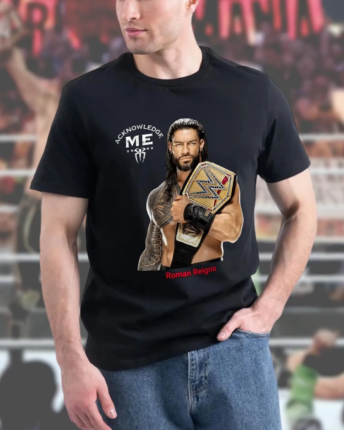 Wrestler Roman and Reigns T Shirts Cotton Short Sleeve Crewneck Cool Top Clothing for Wrestling Enthusiasts and Fans
