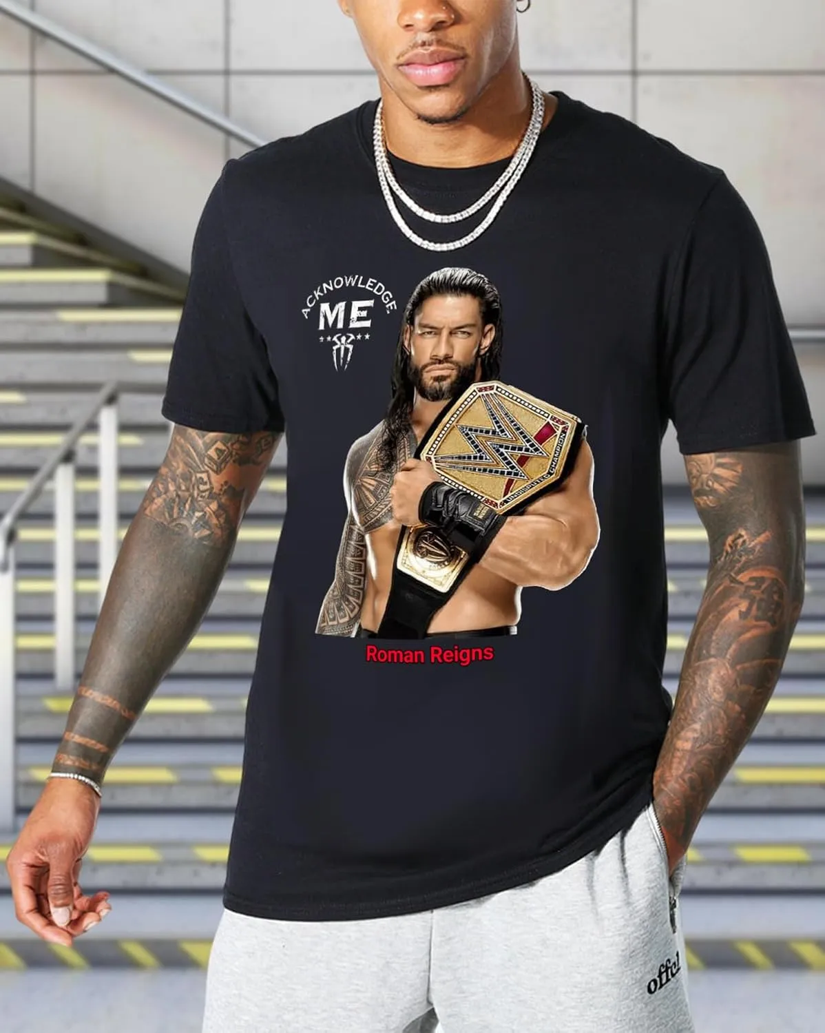Wrestler Roman and Reigns T Shirts Cotton Short Sleeve Crewneck Cool Top Clothing for Wrestling Enthusiasts and Fans