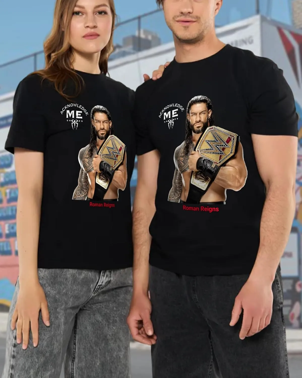 Wrestler Roman and Reigns T Shirts Cotton Short Sleeve Crewneck Cool Top Clothing for Wrestling Enthusiasts and Fans