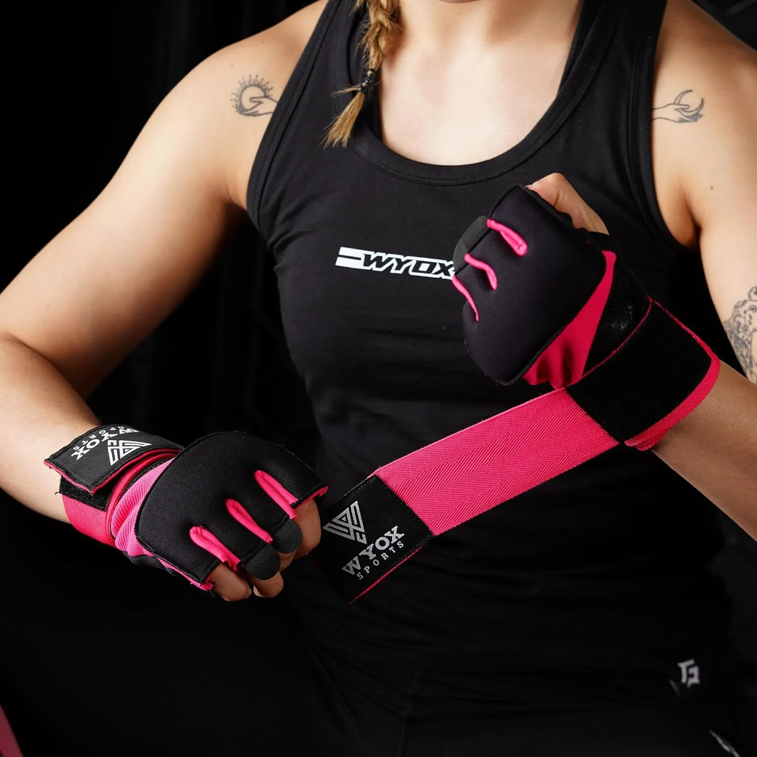 WYOX Gel Boxing Hand Wraps Inner Gloves for Men & Women, 80cm Quick Wrist Straps, Padded Knuckle Protection for Muay Thai Kickboxing, Hand Wraps for Boxing & Martial Arts