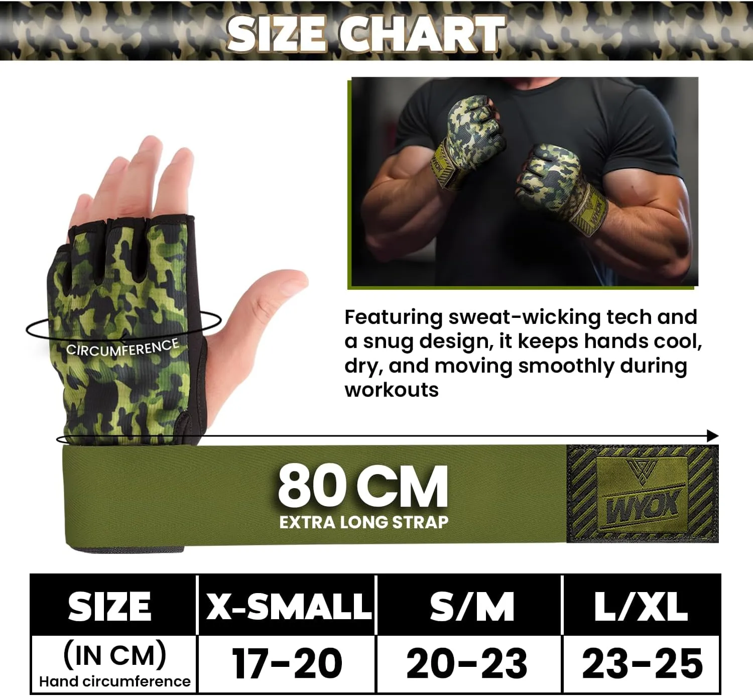 WYOX Gel Boxing Hand Wraps Inner Gloves for Men & Women, 80cm Quick Wrist Straps, Padded Knuckle Protection for Muay Thai Kickboxing, Hand Wraps for Boxing & Martial Arts
