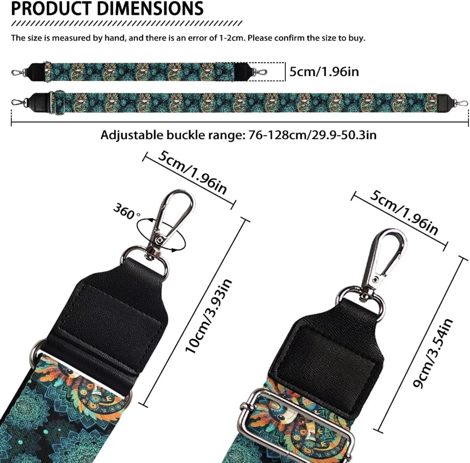 Xoenoiee Print Purse Strap Replacement Crossbody for Women Men Adjustable Wide Strap for Purses Shoulder Canvas Bag