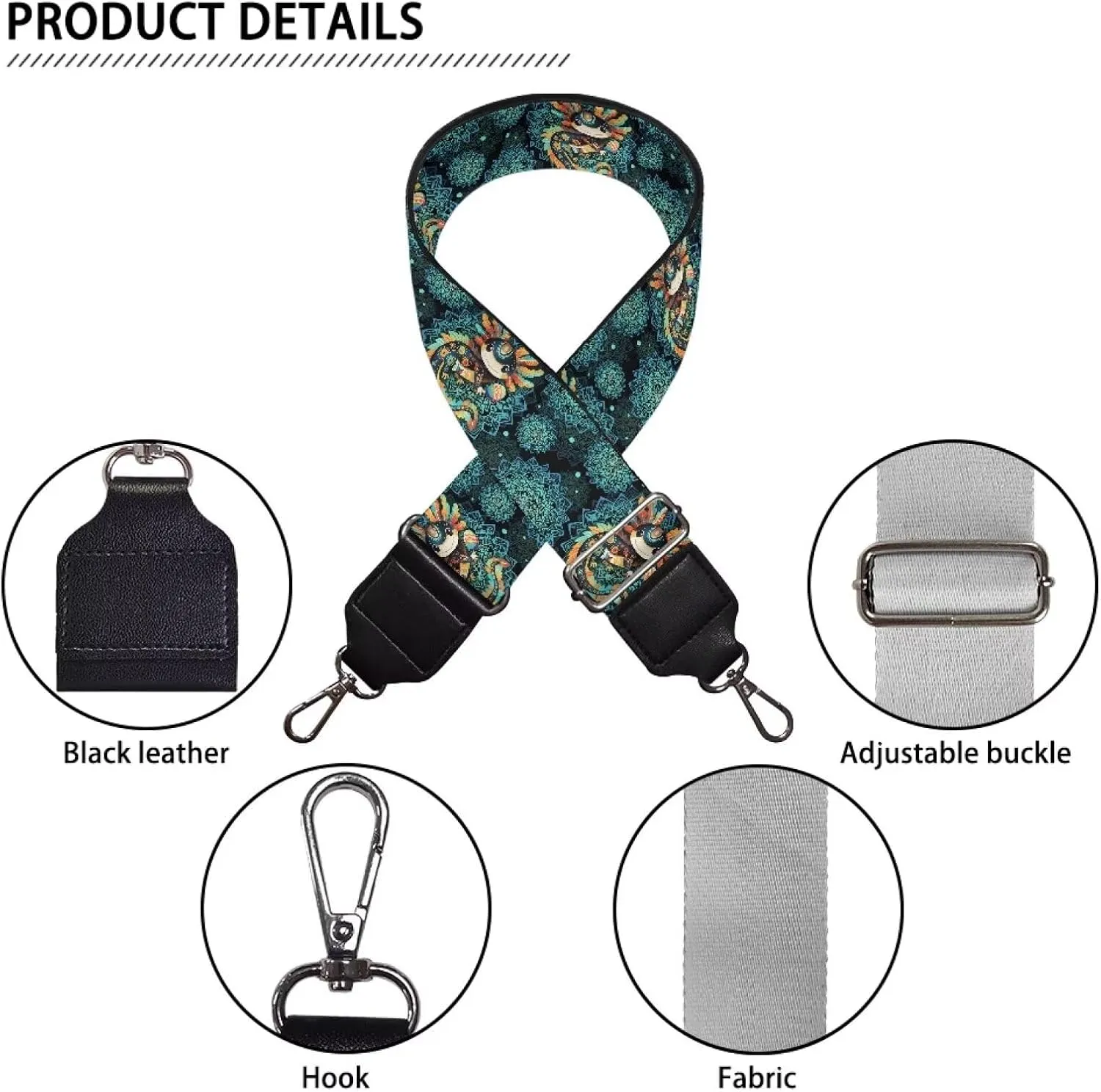 Xoenoiee Print Purse Strap Replacement Crossbody for Women Men Adjustable Wide Strap for Purses Shoulder Canvas Bag