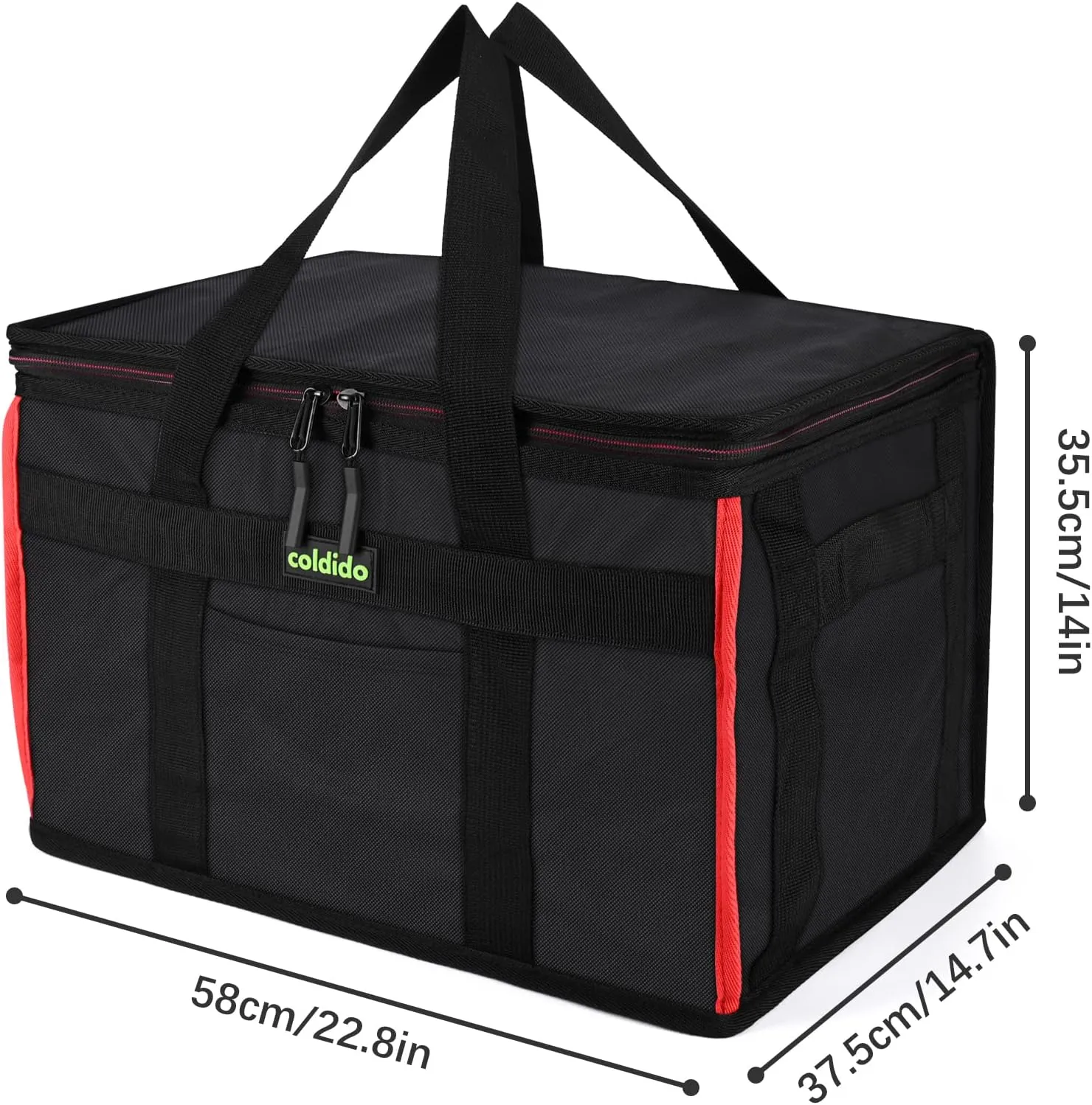 XXXL Insulated Reusable Grocery Bags, Cooler Bags insulated with Hard Bottom Insert Stands Upright, Sturdy Zipper Food Delivery Bag for Warm or Cold