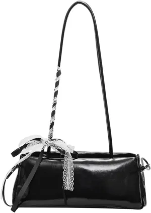 Y2k Purse Lace Ribbon 2000s Vintage Going Out Shoulder Street Girly Bowling Bag Romantic Cute Coquette Leather Purses