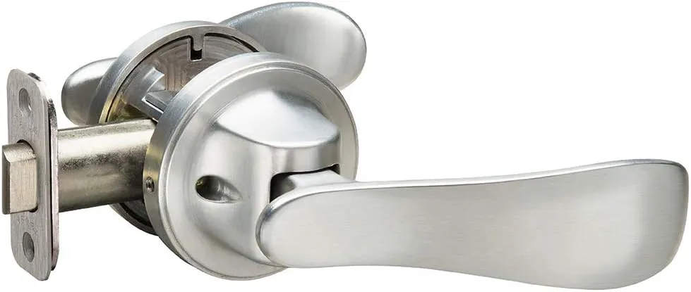 Yale P5101N01 Navis Paddle Passage Lever (Push/Pull to Open), Hands-Free Opening – Push with Your Hip, Satin Nickel