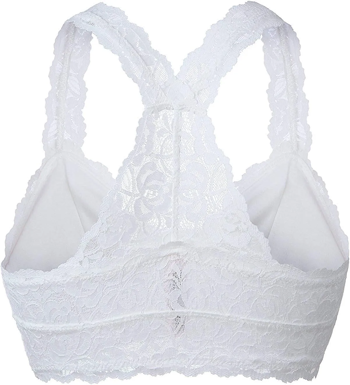 YIANNA Women Floral Lace Bralette Padded Breathable Sexy Racerback Lace Bra