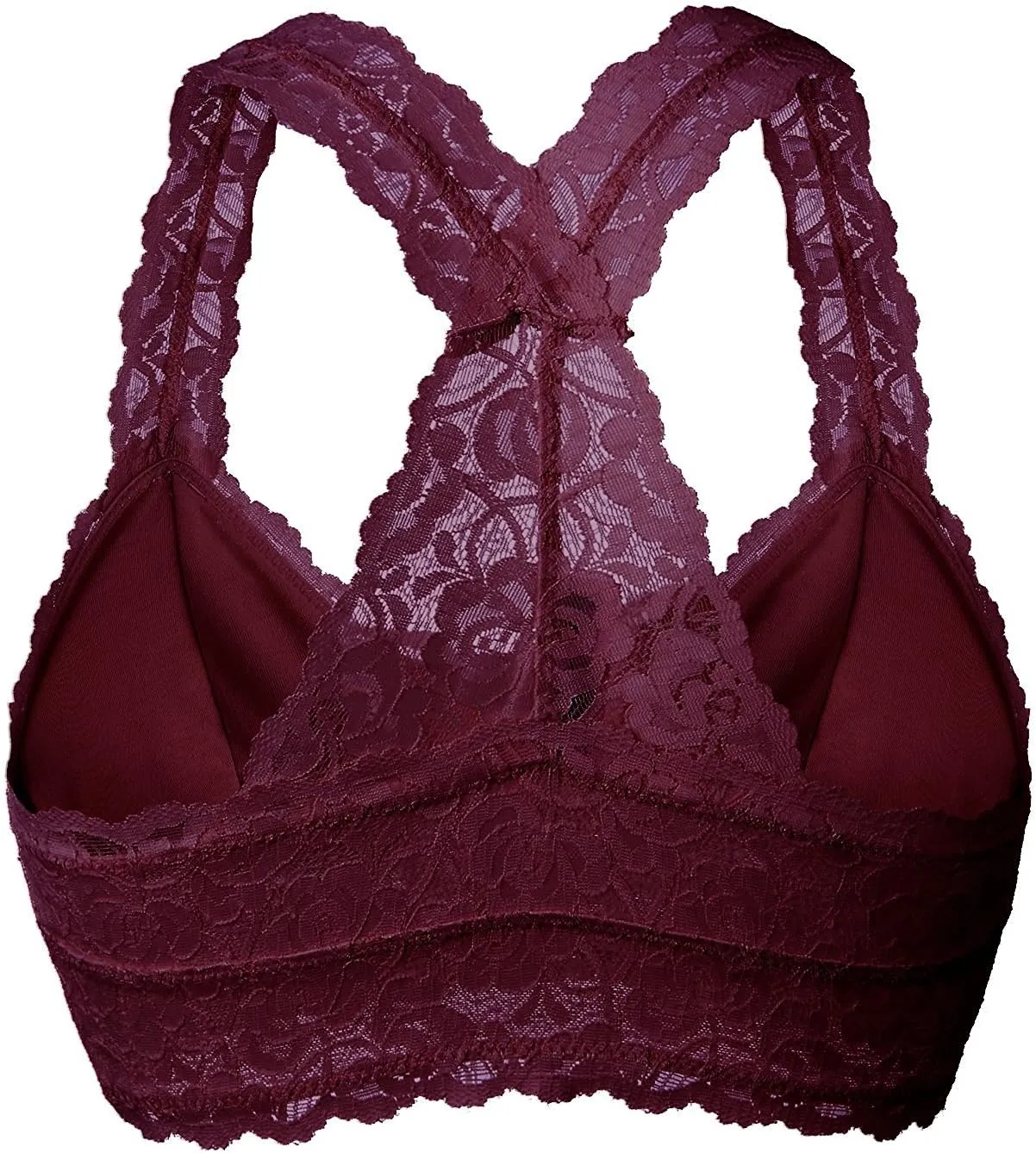 YIANNA Women Floral Lace Bralette Padded Breathable Sexy Racerback Lace Bra