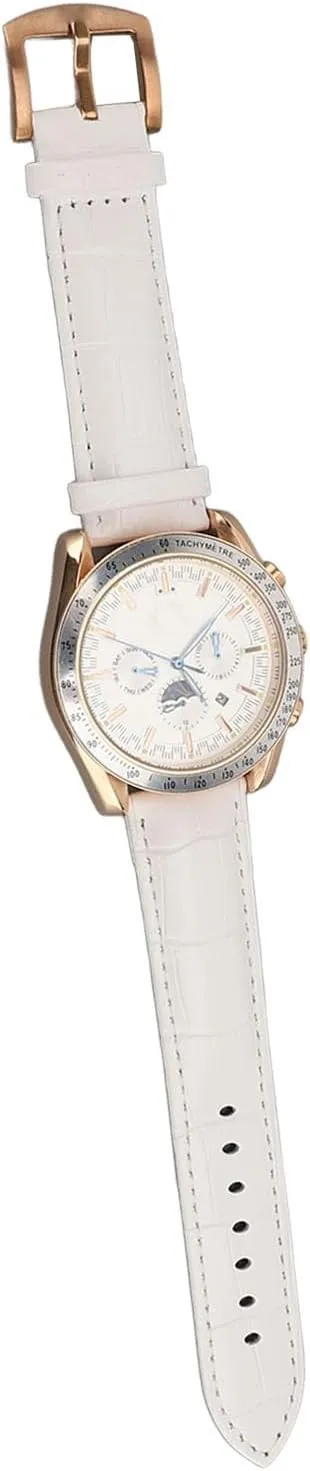 Yosoo Mechanical Moon Phase Watch 6 Luminous Hands Chronograph Display Men Analog Wristwatch with PU Leather Strap Mechanical Watch Men Moon Phase Automatic Mechanical Wrist