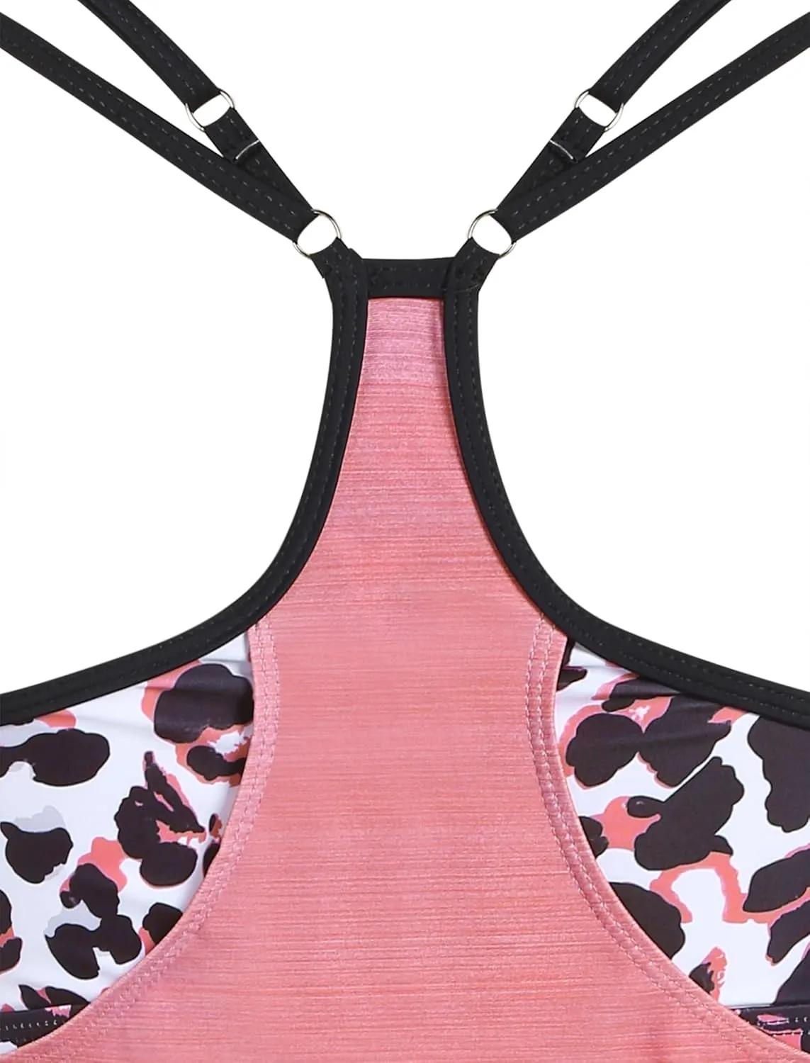 ZAFUL Two Piece Tankini Swimsuit for Women High Waisted Tummy Control Bathing Suit Double Up Tankini Set
