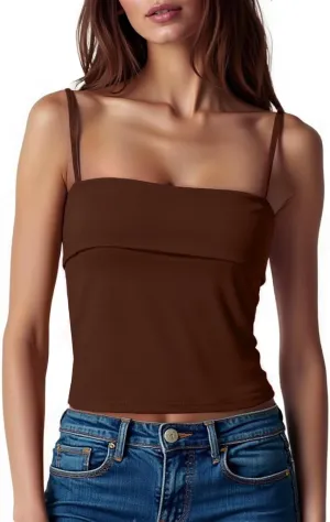 ZANZEA Tank Tops for Women 2025 Square Neck Camisole Adjustable Spaghetti Strap Basic Going Out Tops