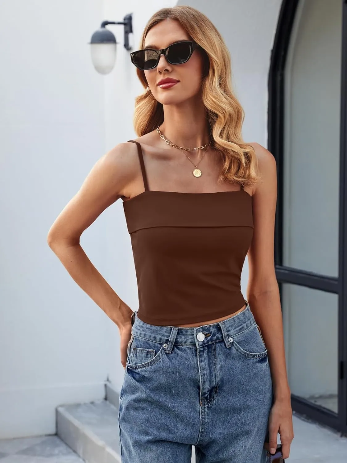 ZANZEA Tank Tops for Women 2025 Square Neck Camisole Adjustable Spaghetti Strap Basic Going Out Tops