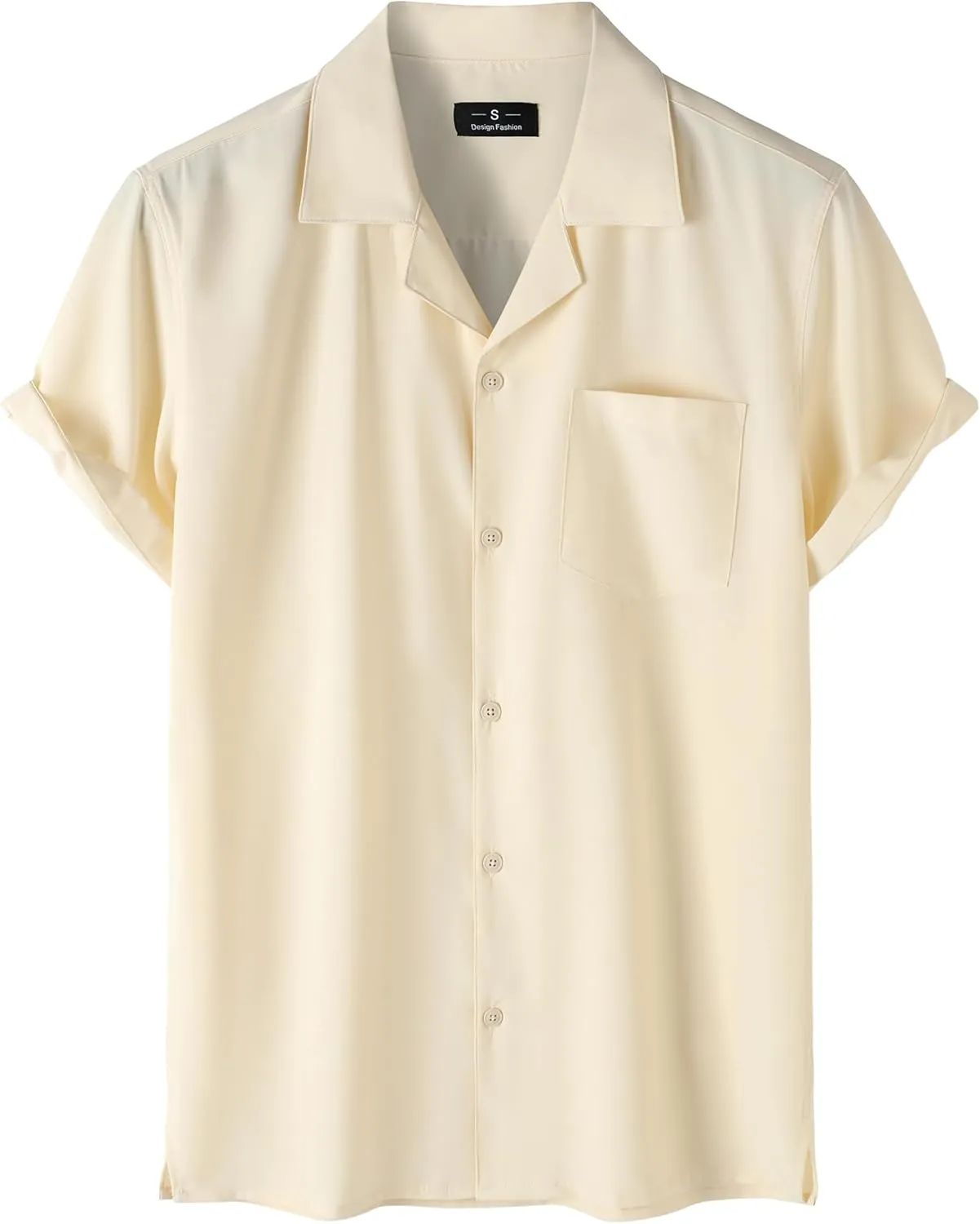 ZEROYAA Men's Urban Stylish Button Down Shirts Regular Fit Wrinkle-Free Short Sleeve Cuban Shirt with Pocket