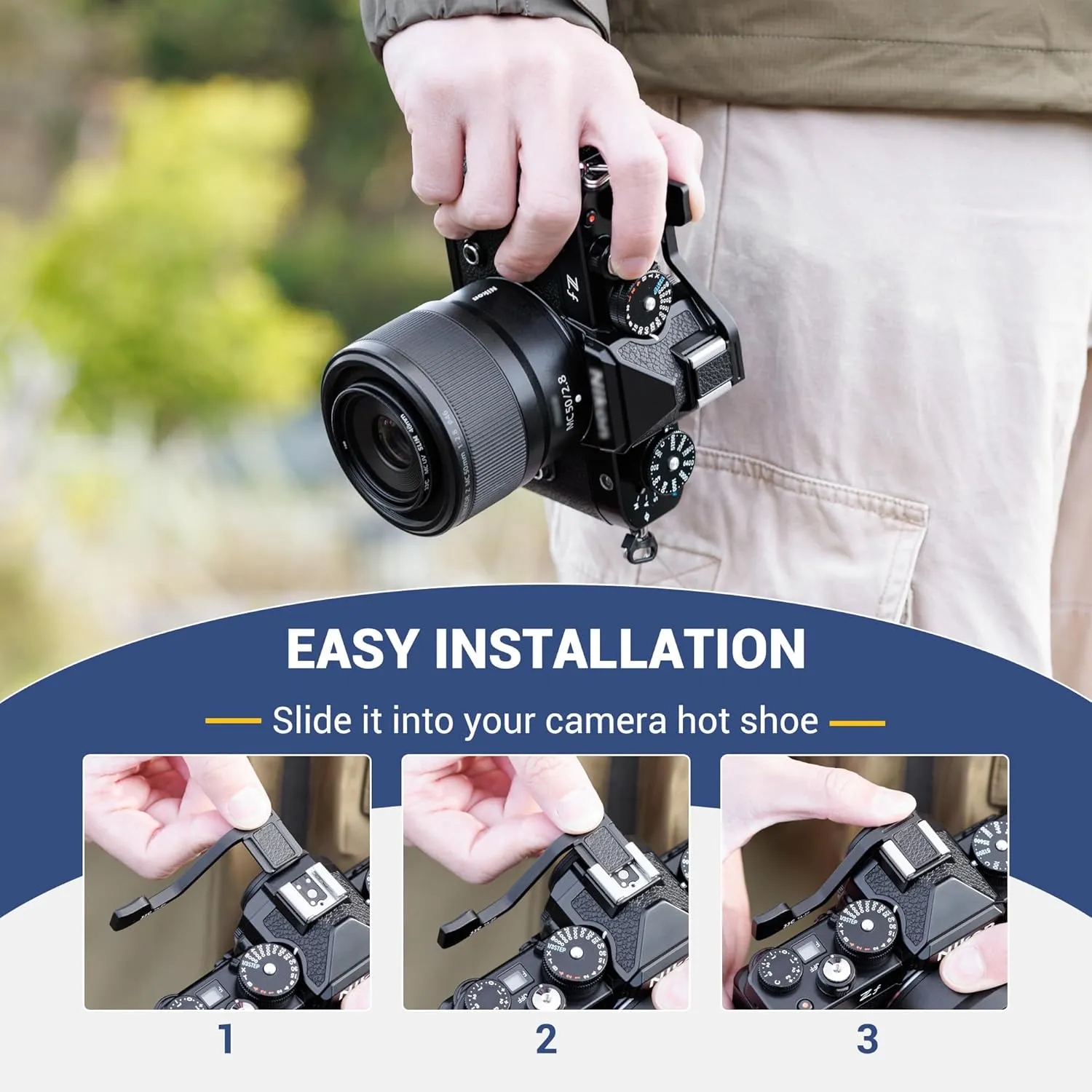 Zf Z f Thumb Up Grip, Aluminum Alloy Metal Thumb Up Grip for Nikon Zf Z f Camera with Hot Shoe Cover Protector Thumb Rest Support Holder, Not Affect The Use of Zf Z f Camera Buttons