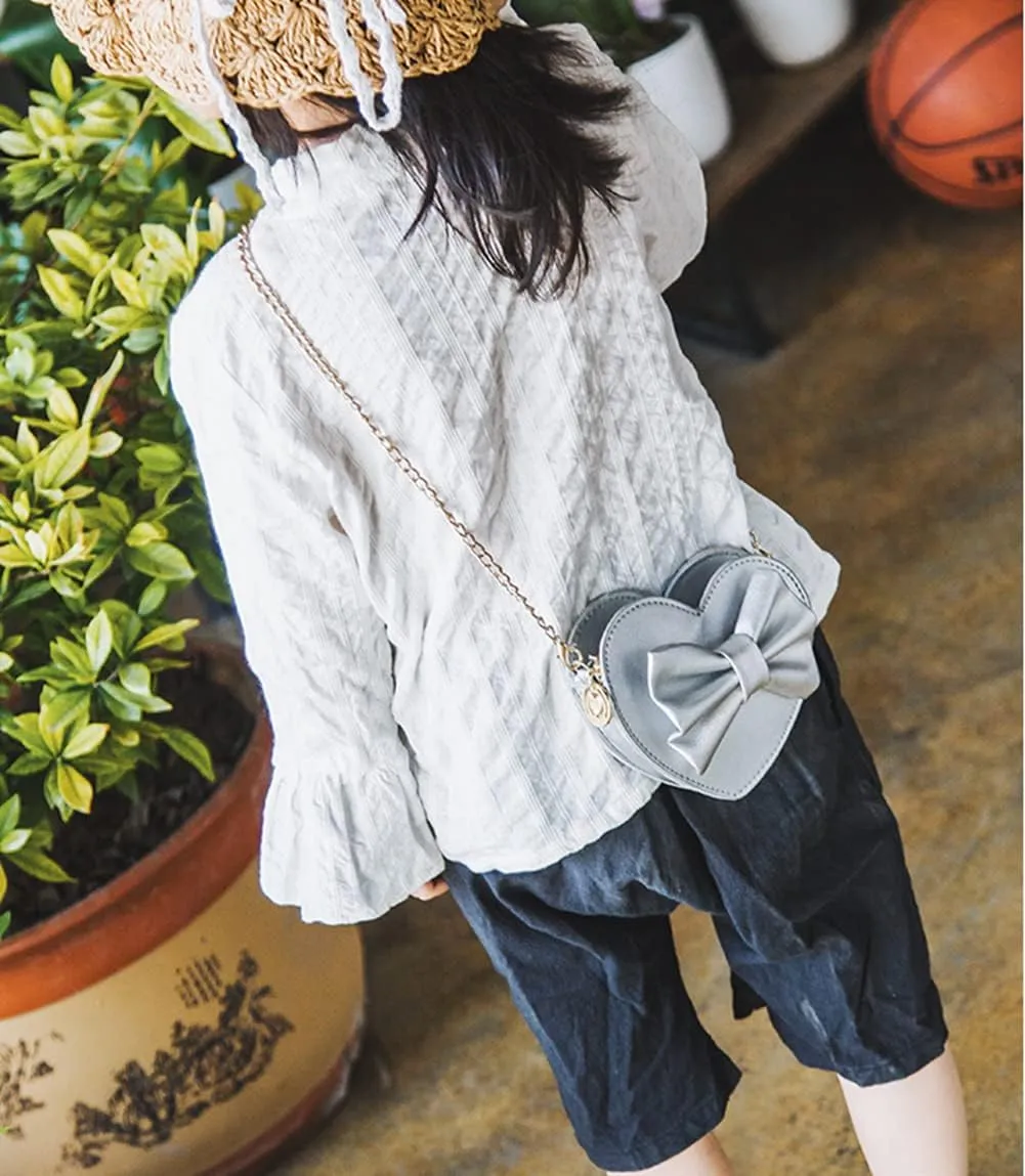 ZGMYC Cute Heart-shaped Crossbody Purse Bowknot Shoulder Bag Satchel for Little Girls Toddlers