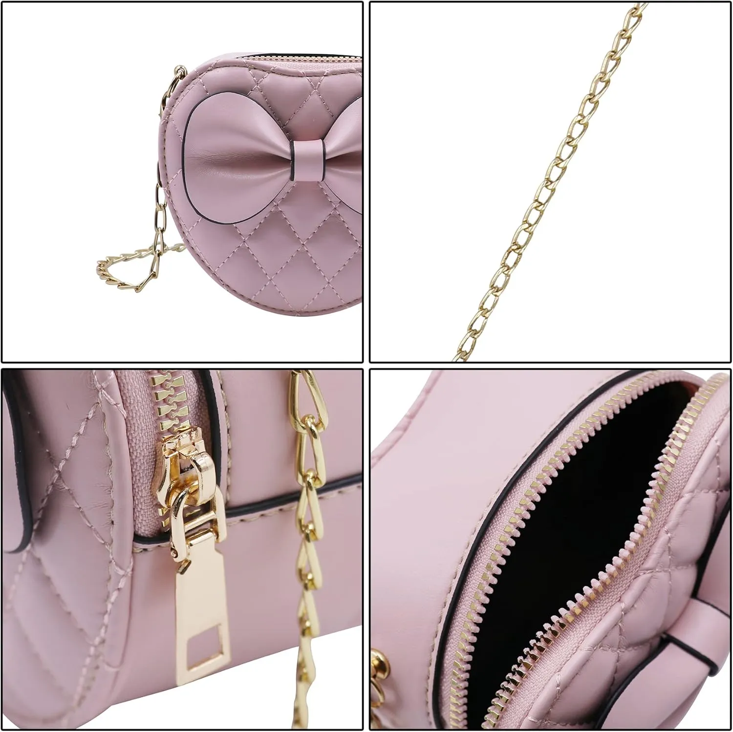 ZGMYC Cute Heart-shaped Crossbody Purse Bowknot Shoulder Bag Satchel for Little Girls Toddlers
