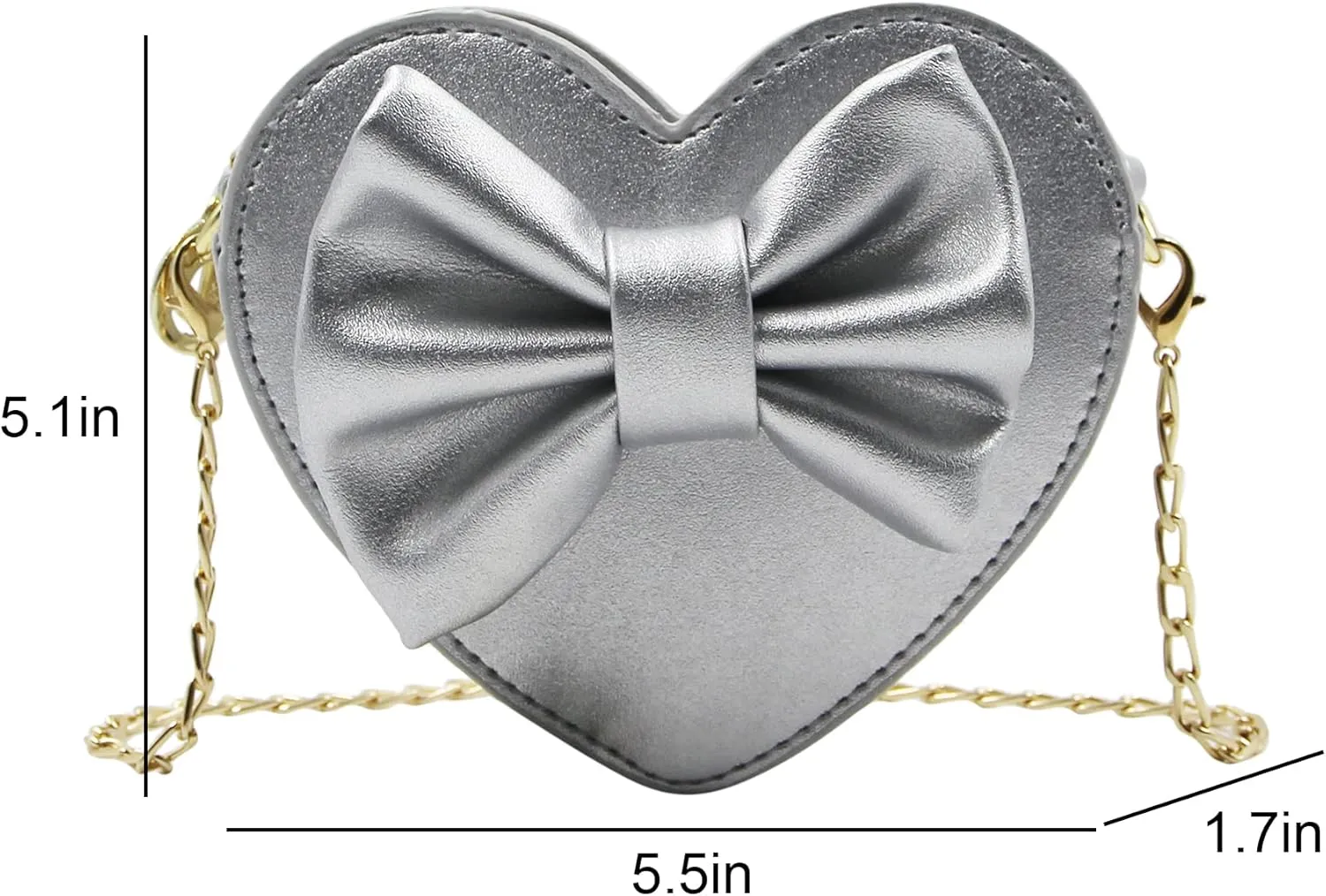 ZGMYC Cute Heart-shaped Crossbody Purse Bowknot Shoulder Bag Satchel for Little Girls Toddlers