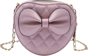 ZGMYC Cute Heart-shaped Crossbody Purse Bowknot Shoulder Bag Satchel for Little Girls Toddlers