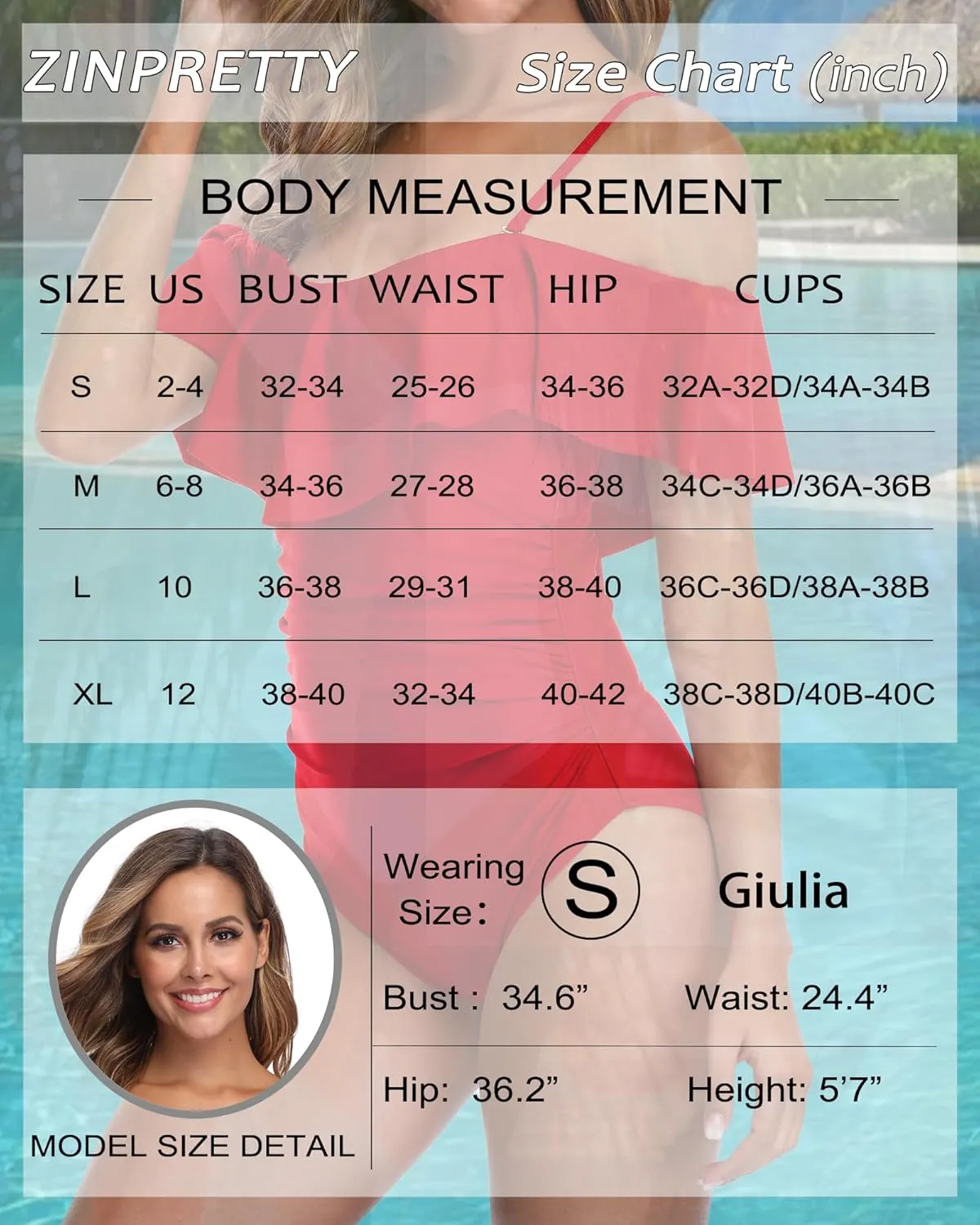 ZINPRETTY Womens Retro One Piece Bathing Suit Tummy Control Off Shoulder Swimsuit Flounce Ruffled Monokini Full Coverage