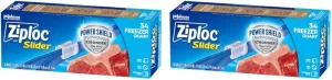 Ziploc Quart Food Storage Freezer Slider Bags, Power Shield Technology for More Durability, 34 Count (Pack of 2)