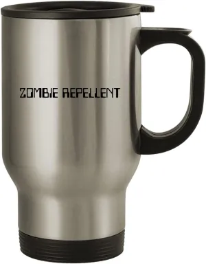 Zombie Repellent - 14oz Stainless Steel Travel Mug, Silver