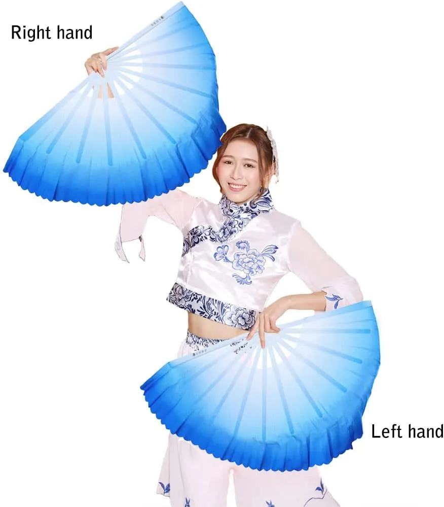 ZooBoo 1 Pair Plastic Taichi Kungfu Fan Dancing Fans Martial Arts Sports Folding Hand Fan 13 inch Left Hand Fan   Right Hand Fan